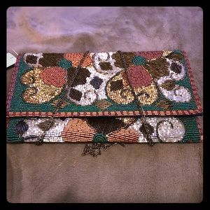 Anthropologie beaded clutch purse